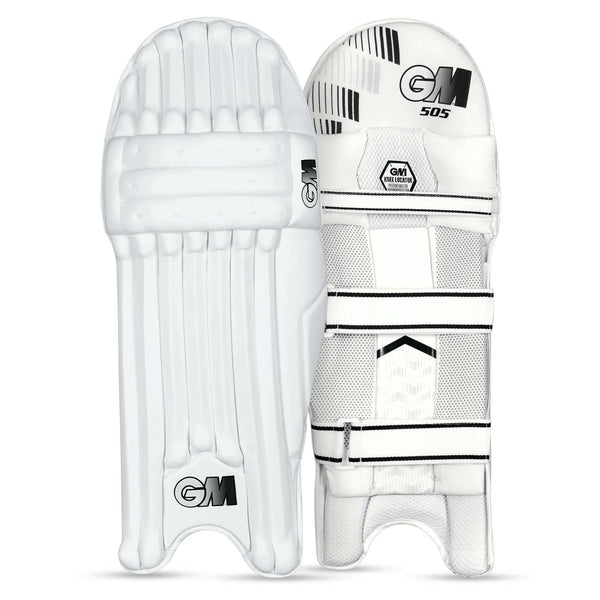 GM 505 Cricket Batting Legguard Men's Leather Right - Color May Vary (White)
