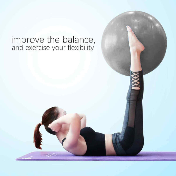 PROKYDE (LOGO) Prokyde Anti Burst Gym Ball for Yoga and Fitness with Foot Pump 55cm (Silver)