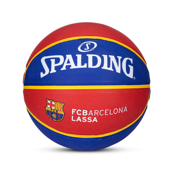 Spalding Euroleague Series Barcelona Professional Basketball with Butyl Bladder Rubber Moulded Indoor/Outdoor (Red-Blue,Size : 7)