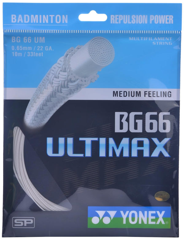 Yonex Ultimax BG 66 Badminton Strings, 0.65mm (Metallic White)