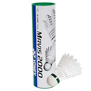Durable white nylon badminton shuttle cocks |Yonex Mavis 2000 green cap nylon shuttle cocks|Affordable shuttle cock price for Yonex Mavis