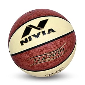Nivia TUCANA Leather Basketball (Size: 7, Brown/White)