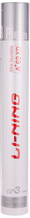 Li-Ning A+62 XD Duck Feather Shuttlecock, White (Pack of 15)