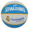 Spalding Real Madrid 29.5" Rubber Moulded Indoor/Outdoor Basketball with Butyl Bladder + Free Air Pin (Sky Blue-White) Size 7